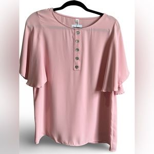 Zenana Dusty Rose Waterfall Sleeve Oversized Blouse - Size Small - New with Tags